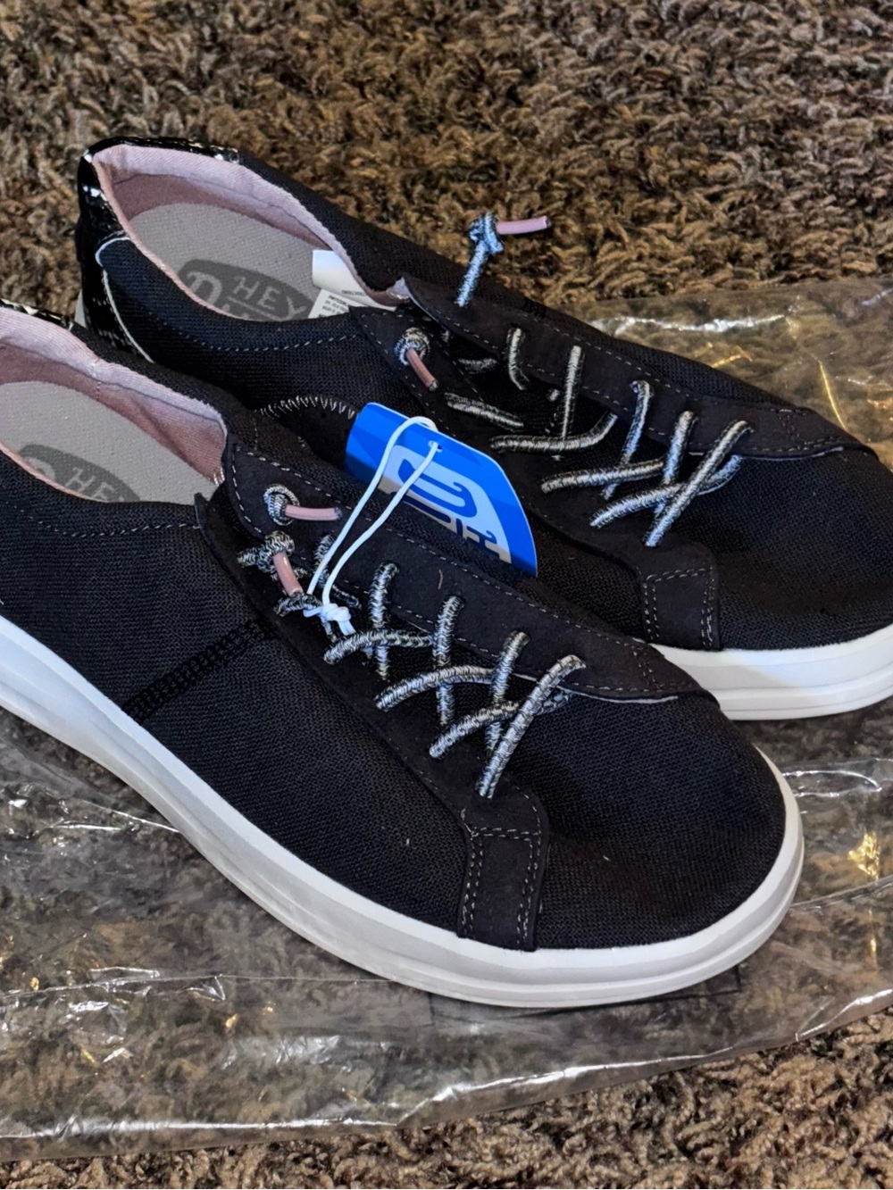 Hey Dude Karina Shoes Womens Size 8 Gray Jet Black Snake Slip On Casual Sneaker